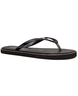Shop Juicy Couture Women's Sparks Flat Thong Sandals In Black Iridescent