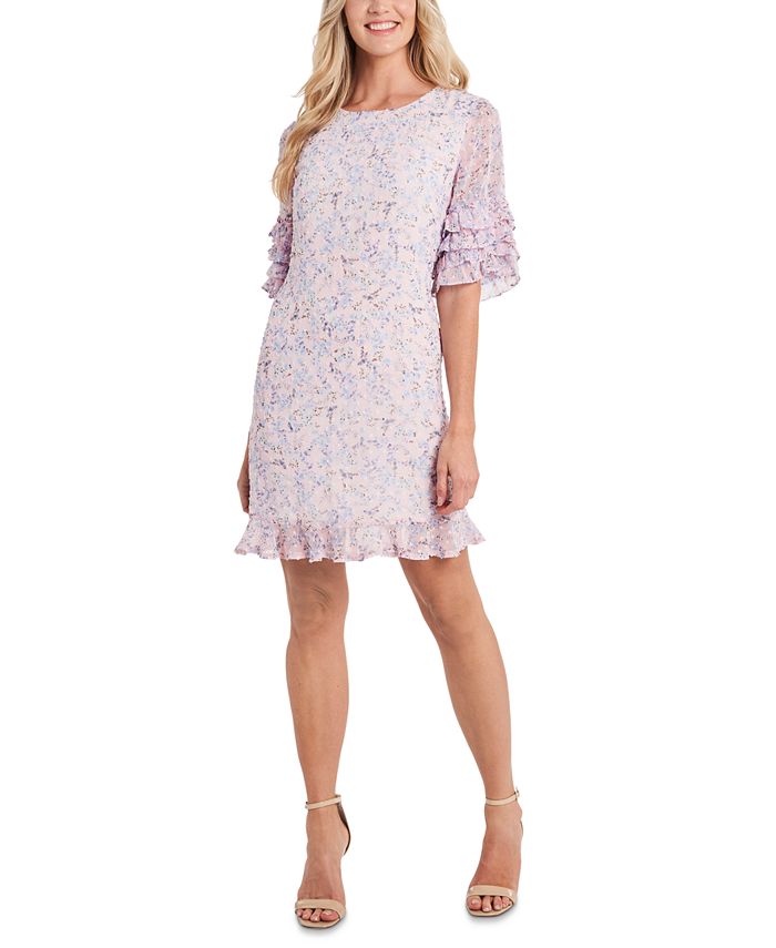 CeCe Printed Ruffled Dress Macy's
