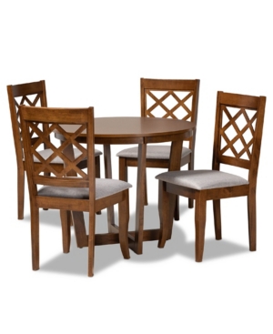 BAXTON STUDIO DAYNA MODERN AND CONTEMPORARY FABRIC UPHOLSTERED 5 PIECE DINING SET