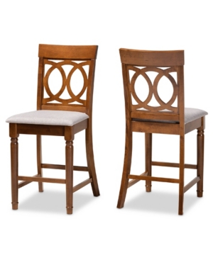 Baxton Studio Violet Modern And Contemporary Fabric Upholstered 2 Piece Counter Height Pub Chair Set In Gray