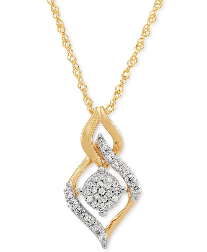 Macy's - Diamond Cluster Abstract 18" Pendant Necklace (1/5 ct. t.w.) in 10k Gold