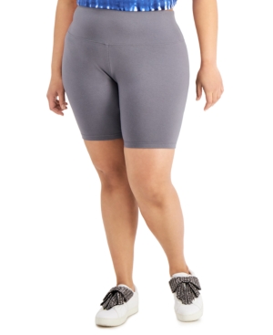 Inc International Concepts Plus Size Compression Bike Shorts, Created For Macy's In Grey Skies