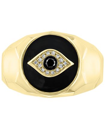 EFFY Collection - Men's Black & White Diamond (3/4 ct. t.w.) Evil Eye Ring in 14k Gold