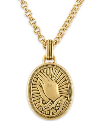 gold praying hands medallion