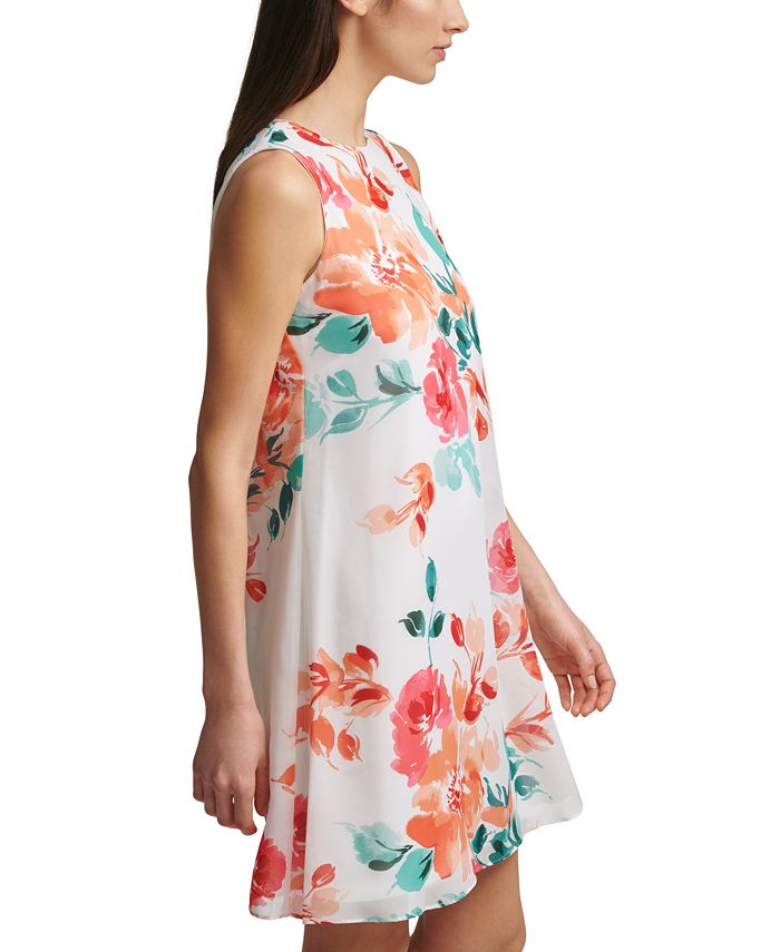 Jessica Howard Floral-Print Sleeveless Chiffon Shift Dress - Macy's