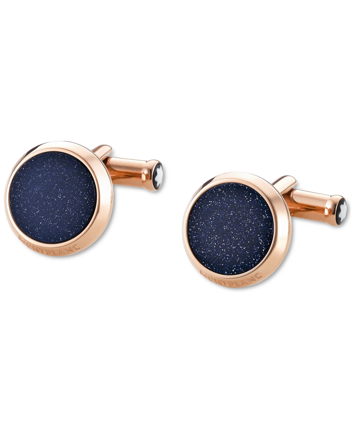 Shop Montblanc Meisterstuck Rose Gold Pvd & Blue Stone Cuff Links In Rose Stainless Steel