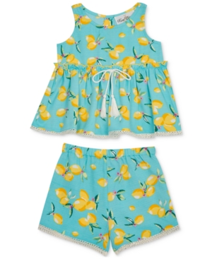 Rare Editions Baby Girls 2-Pc Lemon-Print Top & Shorts Set
