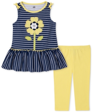 Kids Headquarters Baby Girls 2-Pc Striped Peplum Tunic & Capri Leggings Set