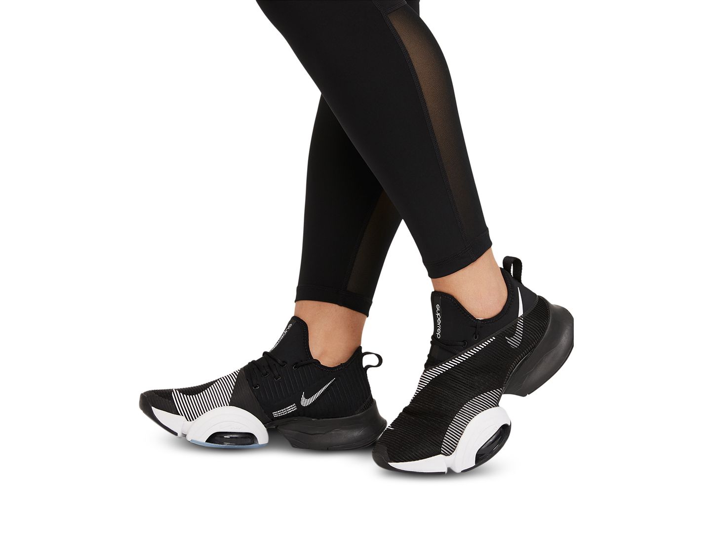 Женские леггинсы Nike Pro 365 Plus Size, цвет: Чёрный / Белый — фото 4