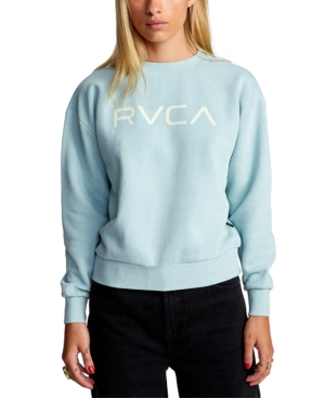 Rvca Printed Fleece Sweatshirt In Haze Blue