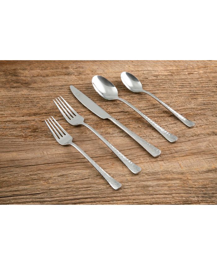Cambridge Raegan Hammered Mirror 20Piece Flatware Set, Service for 4