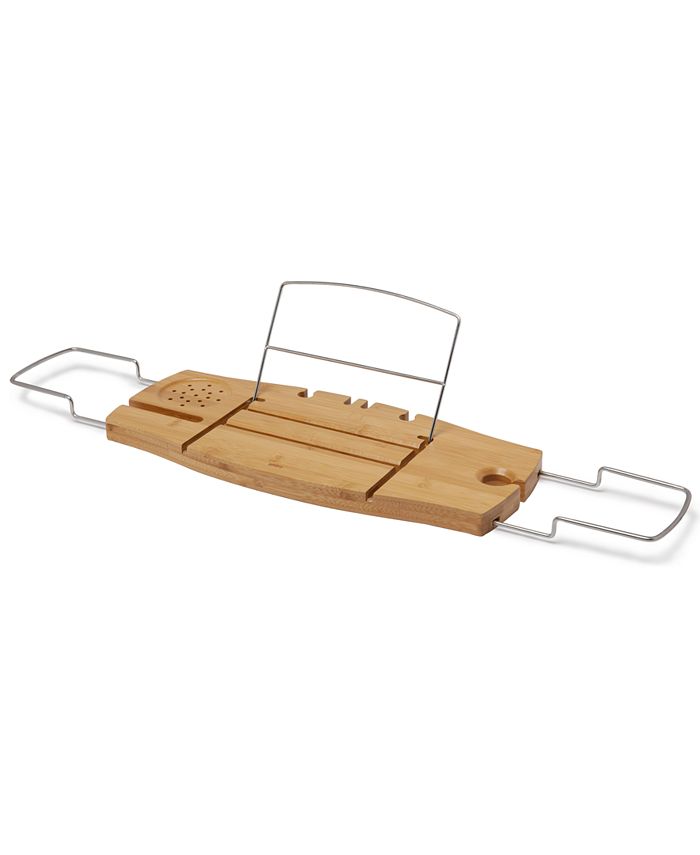 LANGRIA 100% Natural Bamboo Bathtub Caddy Over-the-Tub Tray