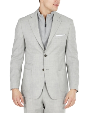 Tallia Men's Slim-Fit Stretch Light Gray Tic Suit Jacket