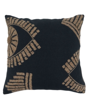 Saro Lifestyle Eye Design Embroidered Decorative Pillow, 20" X 20" In Black