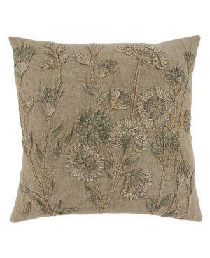 Saro Lifestyle Stone Washed Floral Decorative Pillow, 20" X 20" In Taupe