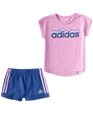 Adidas Originals Kids' Adidas Baby Girls 2-pc. Dance T-shirt & Shorts Set In Lt Lilac