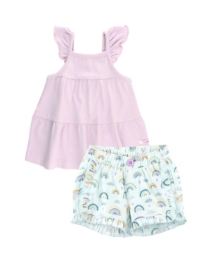 Baby Girls Tiered Tank Top and Ruffle Short Set
