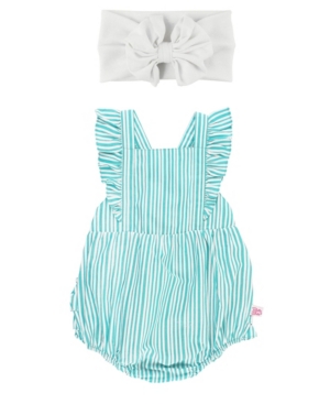Baby Girls Cross Back Romper and Bow Headband Set