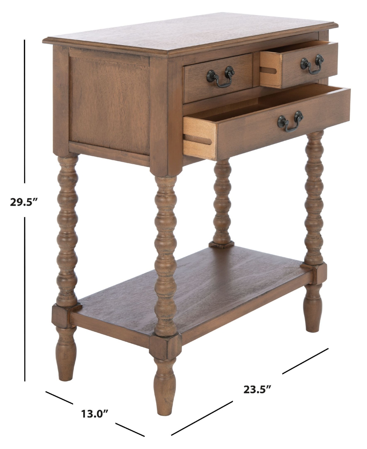 Safavieh Athena 3 Drawer Console Table In Brown