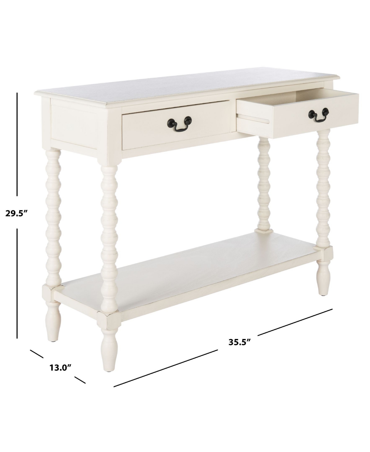 Safavieh Athena 2 Drawer Console Table In White