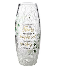 Crackle Glass Memorial Flower Vase with Sympathy Verse