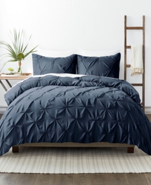 Ienjoy Home Ultra Soft 3-pc. Pinch Pleat Duvet Cover Set, King/california King In Navy