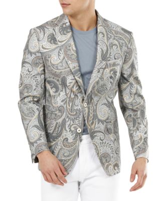 Tallia Men's Paisley Burgundy and 2024 Gray Sports Coat Blazer Size Large