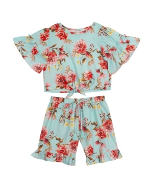 Rare Editions Big Girls Flutter Sleeve Short Set 2 Piece