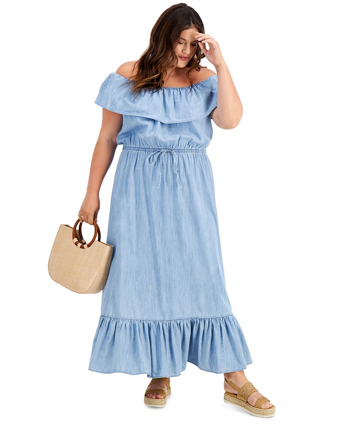 Style & Co Plus Size Chambray Maxi Dress, Created for Macy's - Macy's