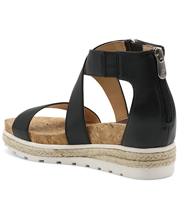 ADRIENNE VITTADINI SPORT Womens Black Color Block Chunky Knit Collar Lace-Up Padded Trilogy Round Toe Wedge Zip-Up Booties M
