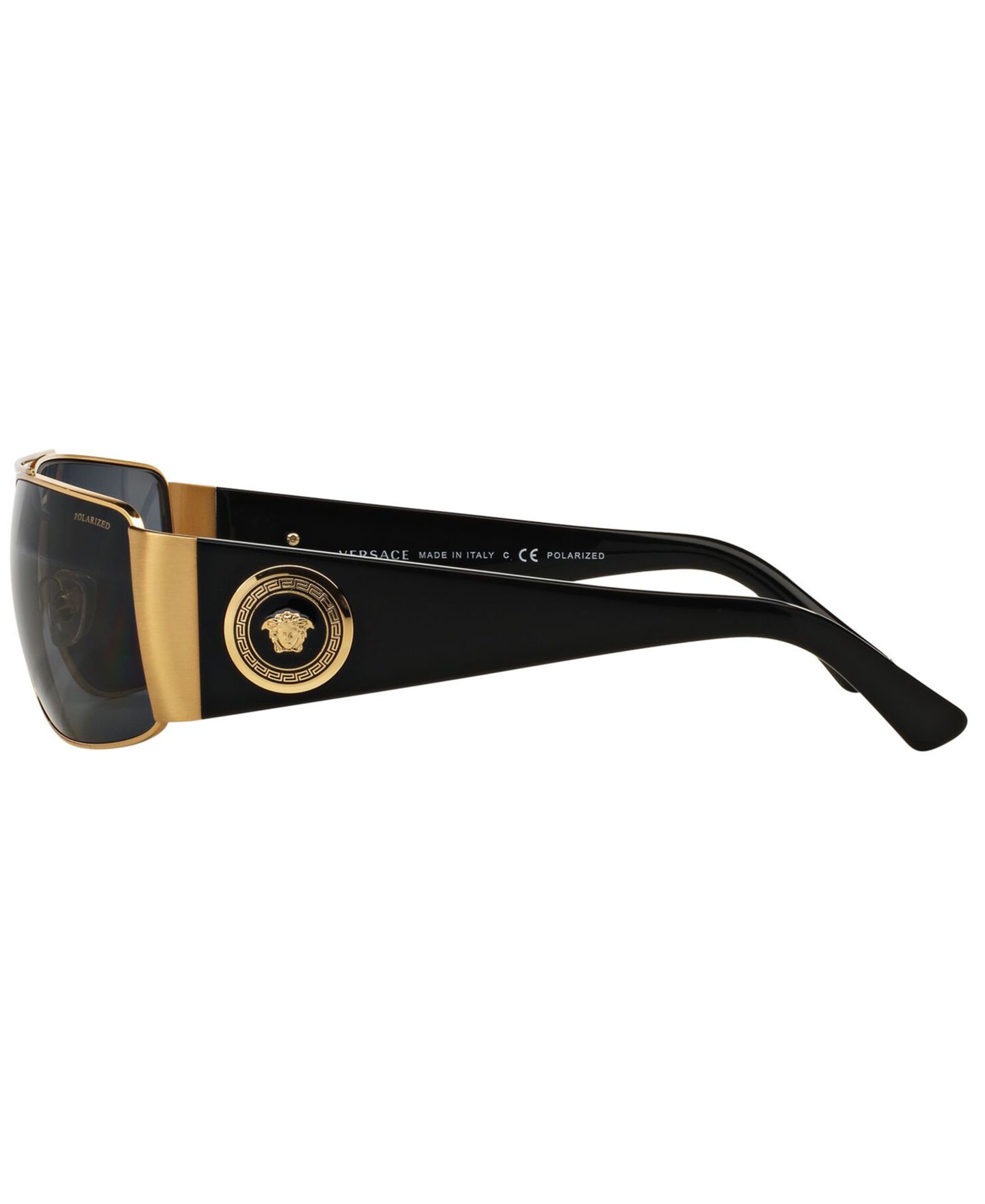 Женские солнцезащитные очки Versace Polarized Sunglasses, VE2163, цвет: Золотой чёрный / Серый — фото 8