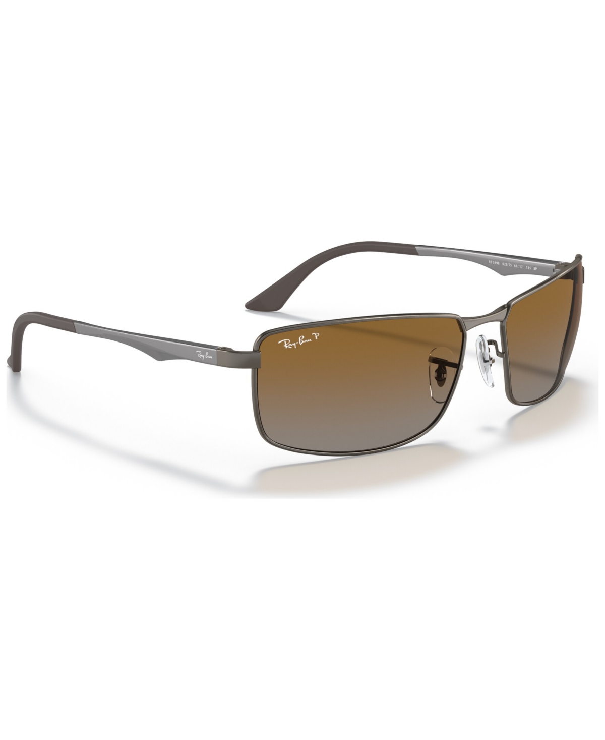 Ray Ban Rb3498 Sunglasses Gunmetal Frame Brown Lenses Polarized 61-17 In Gunmetal Matte,grey Grad Pol