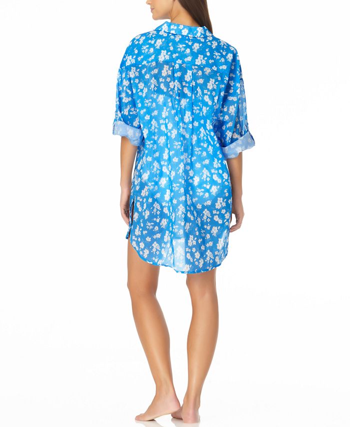 Anne Cole FloralPrint Boyfriend Shirt CoverUp Macy's