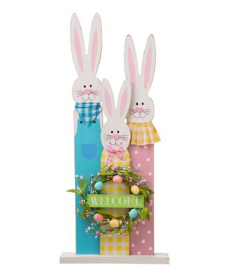 30"H Easter Wooden Bunny Family Standing Decor