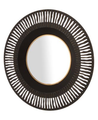 35"D Vintage Industral Metal Round Wall Mirror Decor