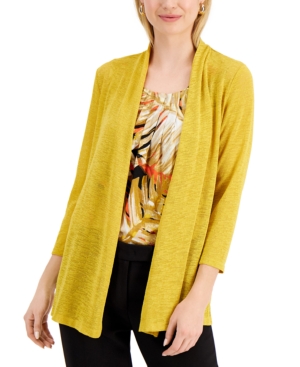Kasper Petite 3/4-Sleeve Knit Cardigan