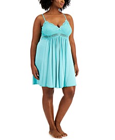Plus-Size Lace-Detail Heavenly Soft Chemise Nightgown, Created for Macy's 