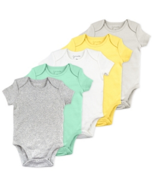 Mac & Moon Baby Boys or Girls Short Sleeve Bodysuits with Pastel Turtle Print 5 Pack