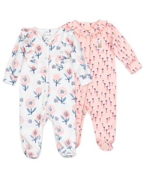 Mac & Moon Baby Girl Sleep Play Dress with Bunny Floral Print 2 Pack
