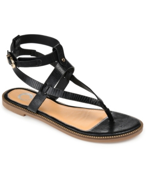 Journee Collection Tangie Lizard Embossed Thong Sandal In Black