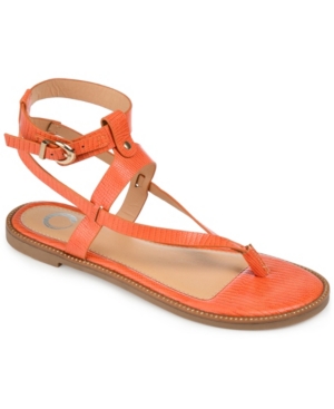 Shop Journee Collection Women's Tangie Ankle Strap Flat Sandals In Orange