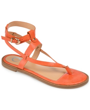 Journee Collection Tangie Lizard Embossed Thong Sandal In Orange