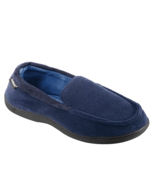 Isotoner Signature Men's Microterry Jared Moccasin Slippers In Navy Blue