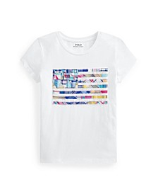 Little Girls Madras-Flag Jersey T-shirt