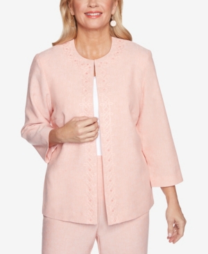 Alfred Dunner Women's Missy Springtime in Paris Scroll Embroidered Jacket