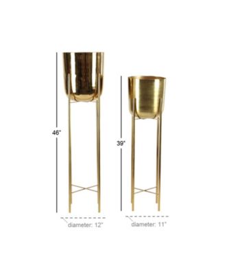 by Cosmopolitan Set of 2 Gold Metal Glam Planter, 39", 46"