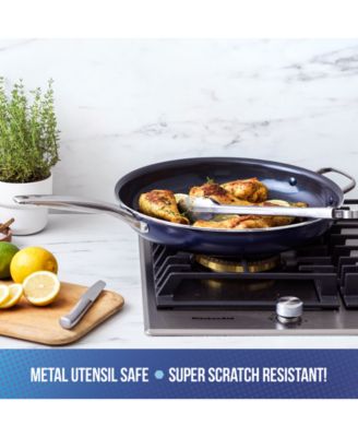 Family Feast Diamond-Infused Ceramic Nonstick 14" Frying Pan with Helper Handle