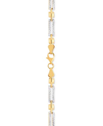 Macy's - Two-Tone Stampato Link 17" Chain Necklace in 10k Gold & Rhodium-Plate
