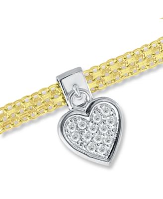 Cubic Zirconia Heart Charm Bismark Chain Bracelet, Created for Macy's