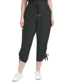 Plus Size Knit-Waistband Cropped Pants  